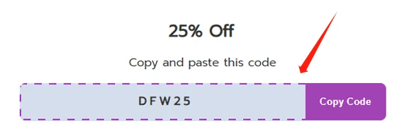 You'll observe the offer code being displayed and automatically copied to your clipboard after a single click.